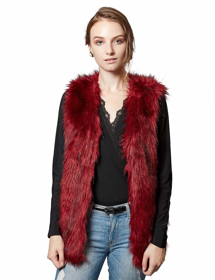 Escalier Womens Faux Fur Gilet Vest Coat Winter Warm Sleeveless Jacket Waistcoat with Pockets