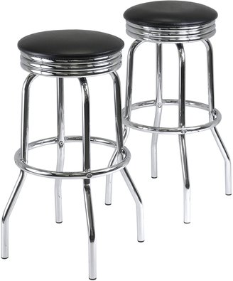 Winsome Wood Summit Swivel Bar Stools with Metal Legs, Faux Leather Seat, Set of 2