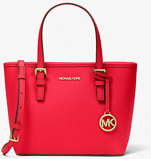Michael Kors Jet Set Travel Large Saffiano Leather Top-zip Tote In Cherry