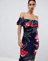 Thumbnail for your product : AX Paris frill off shoulder floral dress