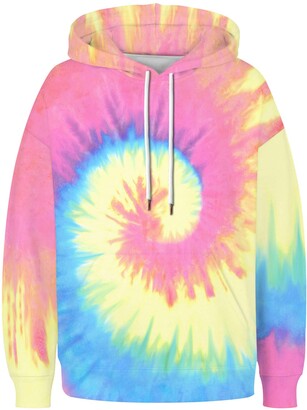 Clodeeu Women Basic T Shirt Tops Round Neck Long Sleeve Tie-Dye Print Pullover Casual Loose Hoodie Casual Clothes Gifts for Ladies Christmas Xmas