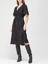 Thumbnail for your product : Very Wrap Sequin Midi Dress Black