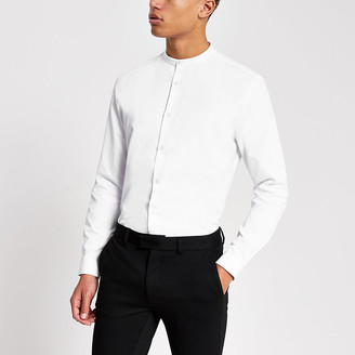 mens white textured dress shirt