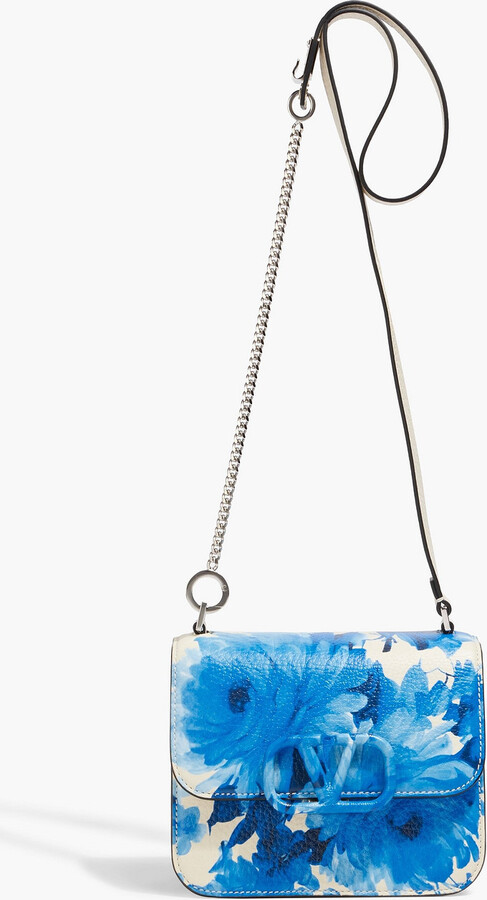 Valentino Garavani VLOGO floral-print pebbled-leather shoulder bag