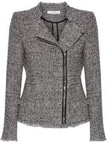 Iro Leather-Trimmed Frayed Cotton-Blend Tweed Jacket