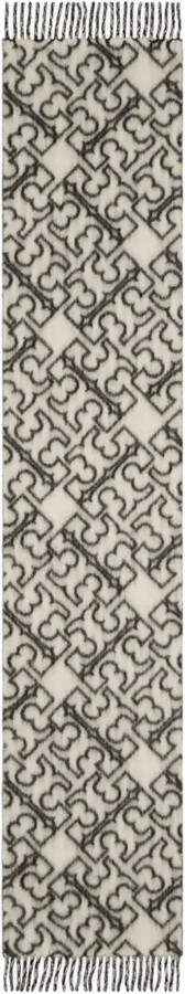 Tory Burch Logo-Pattern Fringed Scarf