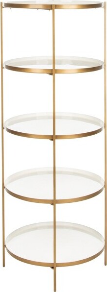 Safavieh TiaRound5TierEtagere-ETG3202-White/Brass