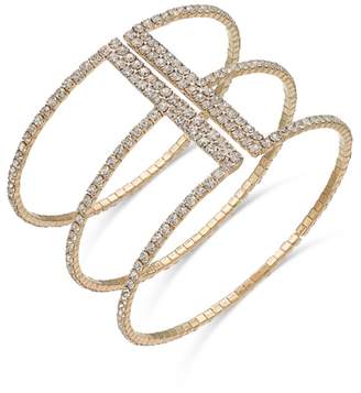 INC International Concepts Gold-Tone Crystal Triple Row Flex Bracelet, Created for Macy's