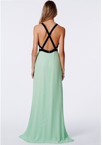 Thumbnail for your product : Missguided Willa Chiffon Contrast Plunge Maxi Dress Mint