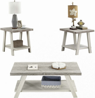 GRILLO HOME Contemporary 3-Piece Wood Shelf Coffee Table Set
