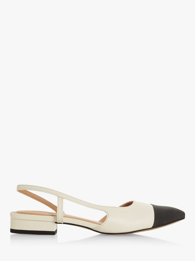 Dune Corallina Leather Pointed Block Heel Slingback Shoes