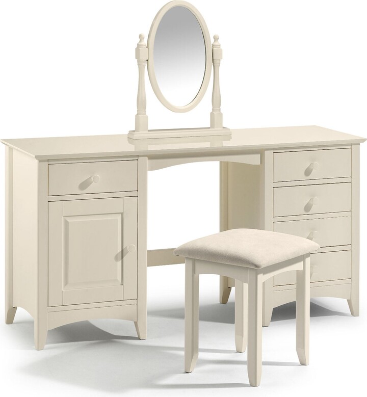 Dunelm Cameo 5 Drawer Dressing Table, Stone White & Pine White