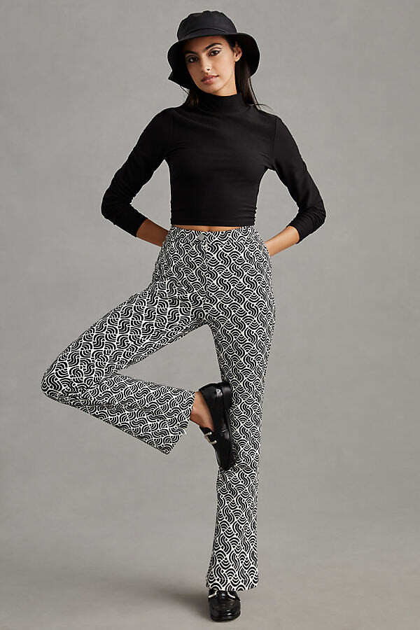 Maeve Knit Flare Pants Brown - ShopStyle