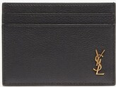 Thumbnail for your product : Saint Laurent plaque Grained-leather Cardholder - Black