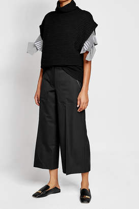 Victoria Victoria Beckham Wool Turtleneck Pullover with Short Sleeves