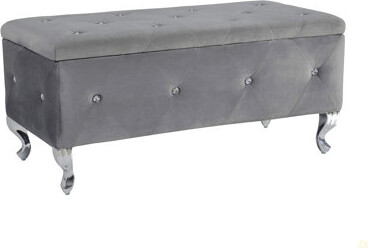 Tufted Storage Ottoman Bench For Bedroom End Of Bed Large Upholstered Storage Benches Footrest With Crystal Buttons For Living Room Entryway