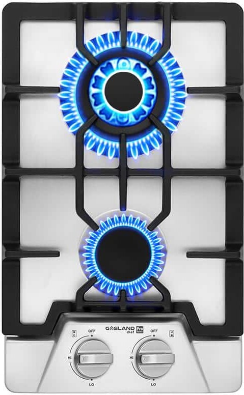 GASLAND 12 in. NG/LPG Convertible Gas Cooktop in Stainless Steel with 2 Burner with Thermocouple Protection