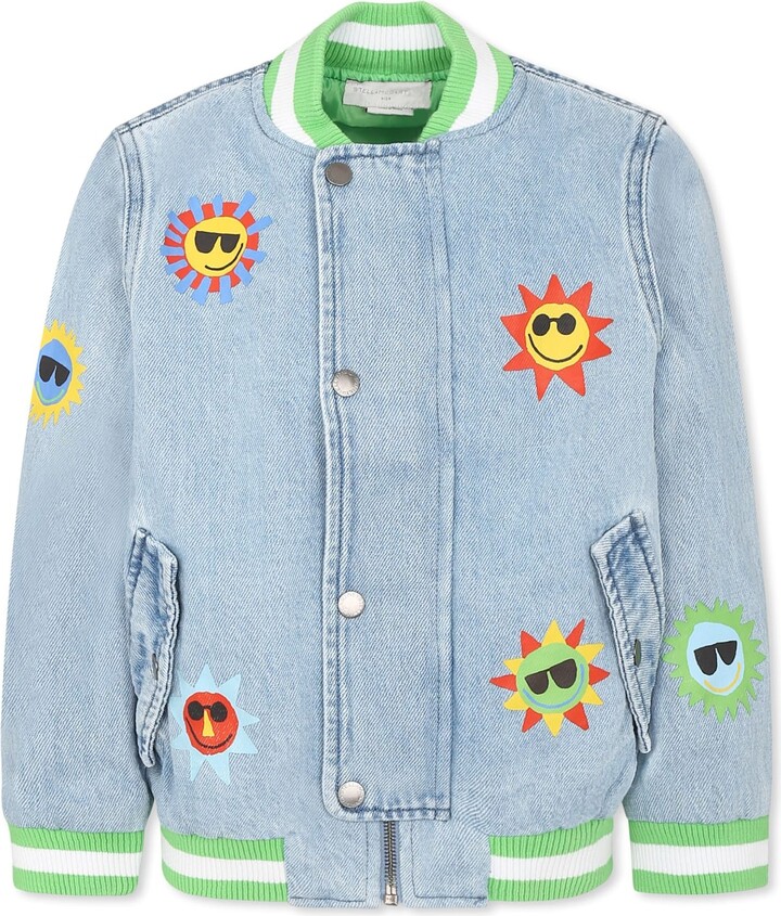 Stella McCartney Kids Denim Bomber Jacket For Boy With Sun