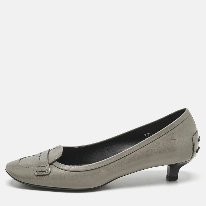 Tod's Green Leather Loafer Pumps Size 37.5
