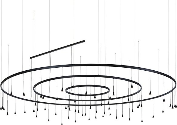 Bover Skybell Concentric Circle LED Pendant Light in Black, Size: 62 light