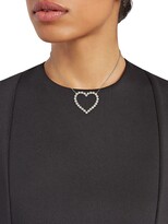 Thumbnail for your product : Nina Gilin Black Rhodium-Plated Silver & Diamond Cluster Open Heart Pendant Necklace