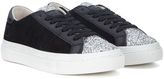 Thumbnail for your product : D.A.T.E Lax Chamois Black Suede And Silver Glitter Sneaker