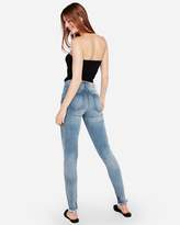 Thumbnail for your product : Express Mid Rise Raw Hem Stretch Super Skinny Jeans