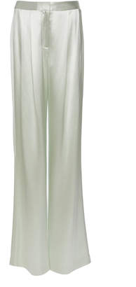 Adam Lippes Silk Charmeuse Mid-Rise Flared Trousers