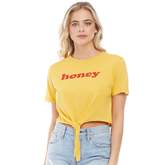 Thumbnail for your product : Brave Soul Womens Honey Cropped Tie Front T-Shirt Mustard