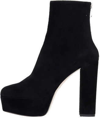 Sergio Rossi High Heels Ankle Boots In Black Suede