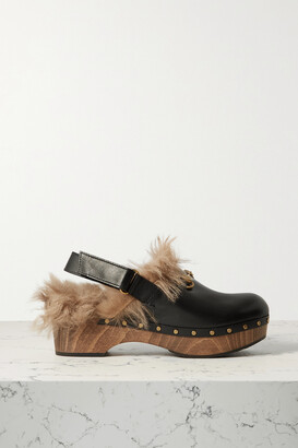 Gucci Amstel Faux Fur-lined Studded Leather Clogs - ShopStyle