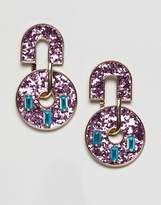 Thumbnail for your product : ASOS DESIGN earrings in geo design with glitter and jewels