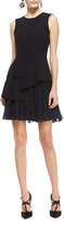 Thumbnail for your product : Oscar de la Renta Sleeveless Crepe Dress with Chiffon Skirt, Black