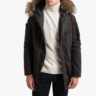 Superdry Mountain Rookie Long Cotton Parka with Faux Fur Hood and Pockets