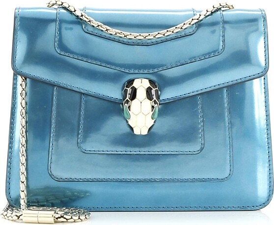 Pre-Owned Bvlgari Small Serpenti Forever Square Shoulder Bag Metallic Leather