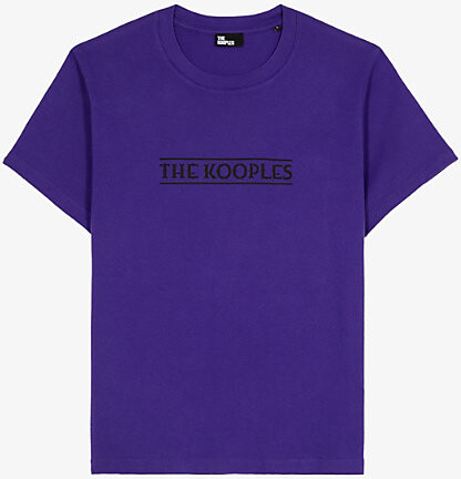 The Kooples Mens Electric Blue Logo-Print Short-Sleeve Cotton T-Shirt M