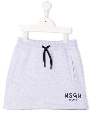 Msgm Kids Logo-Print Cotton Skirt