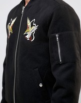 Thumbnail for your product : ASOS Souvenir Jacket In Soft Handle With Eagle Embroidery In Black