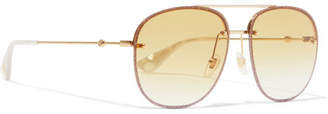 Gucci Aviator-style Gold-tone Sunglasses