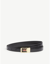 Thumbnail for your product : Gucci Mens Black and Gold GG Plaque Leather Belt, Size: 30