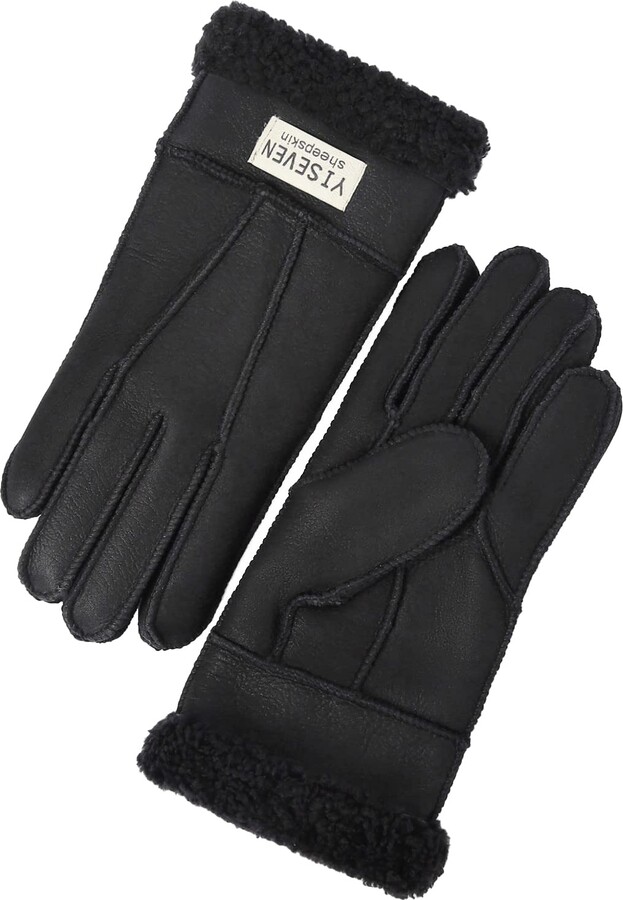YISEVEN Women Rugged Sheepskin Leather Gloves Warm for Winter Dress