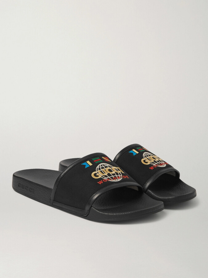 gucci pursuit canvas slide sandals