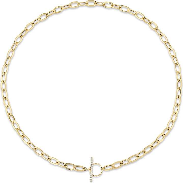 Shy Creation 14K Yellow Gold Kate Diamond Paperclip Link Necklace 18