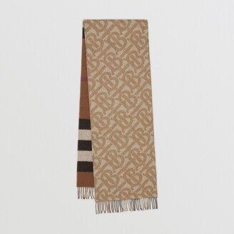 Burberry Reversible Check Monogram Scarf In Brown