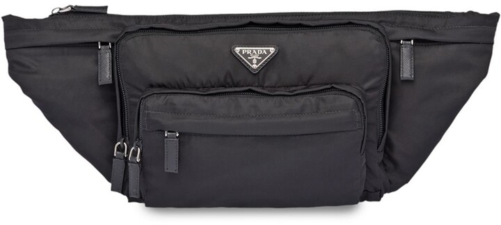 prada logo plaque belt bag