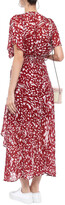 Thumbnail for your product : Maje Asymmetric Shirred Georgette Midi Dress