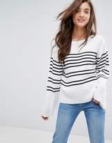 Thumbnail for your product : boohoo Stripe Wide Sleeve Jumper