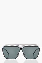 Thumbnail for your product : boohoo Leila Metal Crosshatch Detail Sunglasses