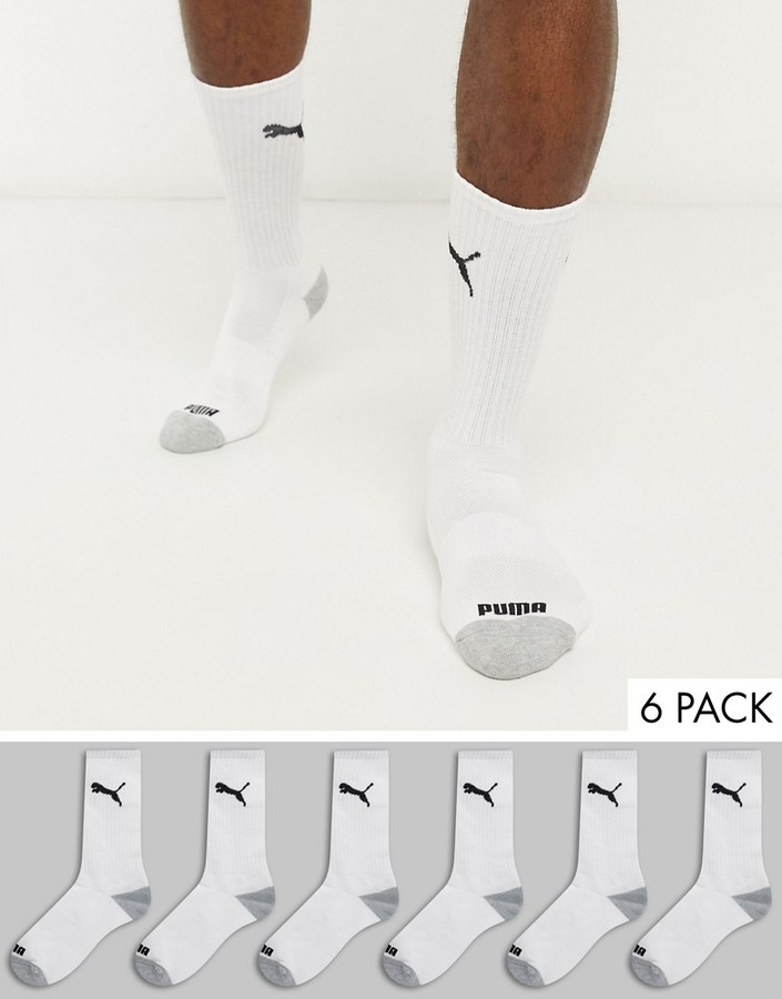 Puma 6 pack white crew socks - ShopStyle