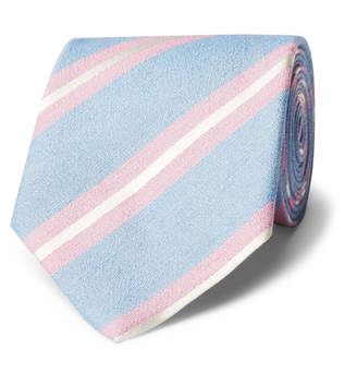 Charvet 7.5cm Striped Silk And Linen-Blend Tie